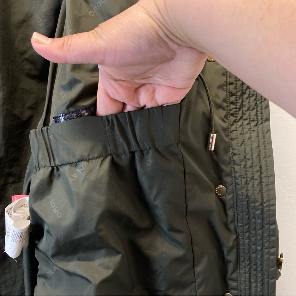 Orolay Down Puffer Jacket Womens Small Green Hooded Long Full Zip Snap Pockets - Picture 13 of 16